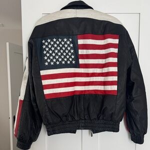 Vintage Vilanto Men's Black Patriotic Leather Jacket
